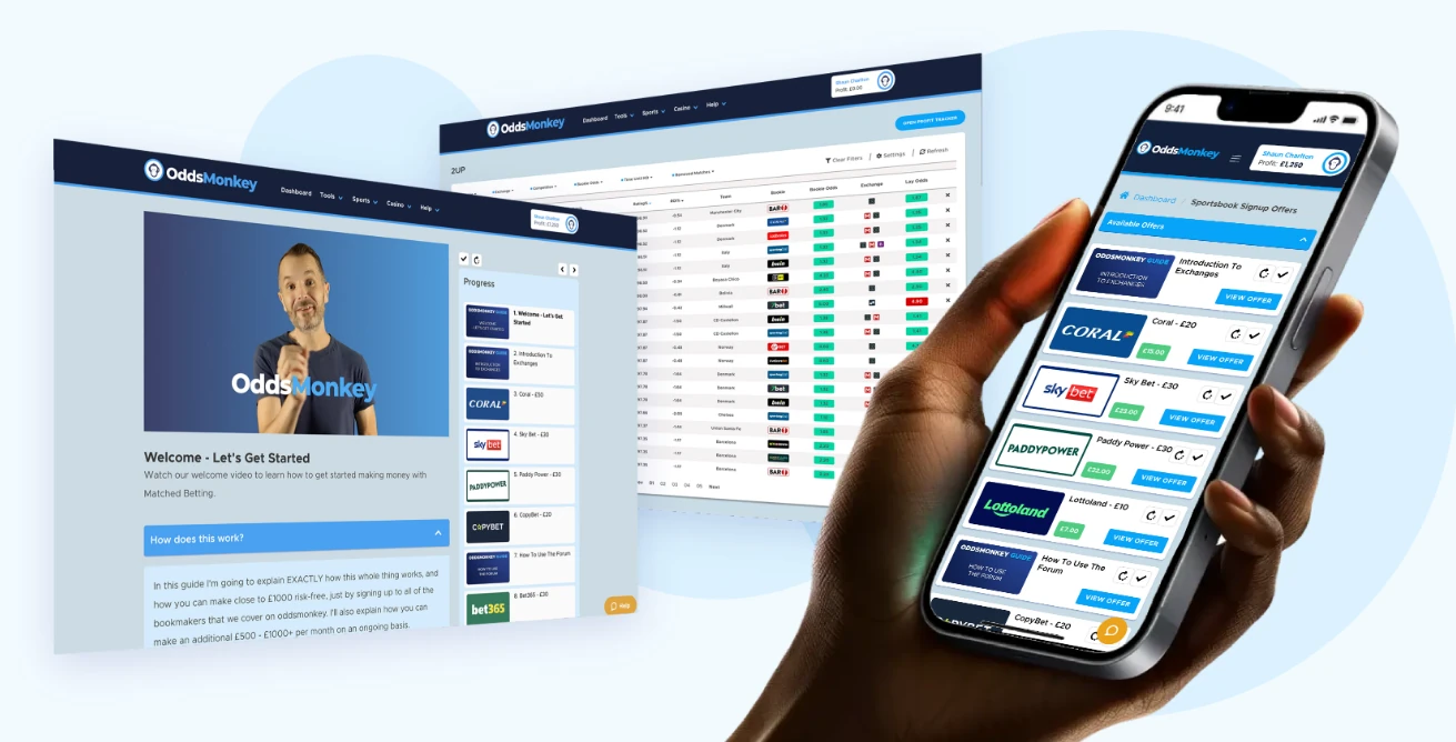 Interactive operational interface breakdown of OddsMonkey