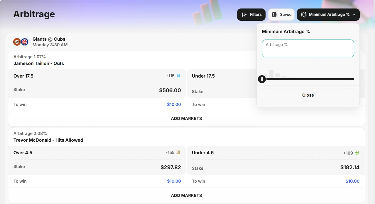 Outlier.bet data visualization philosophy — insights interface